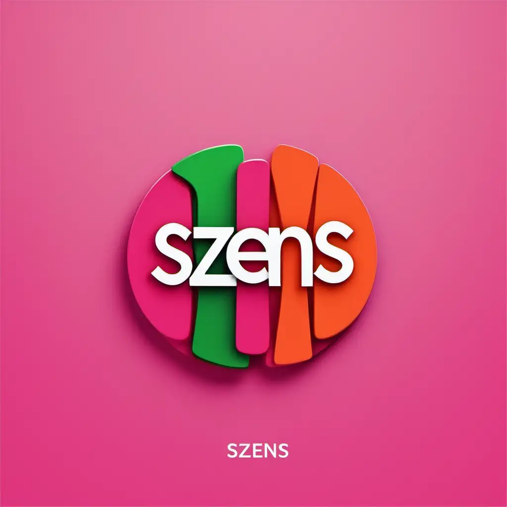 Vibrant Szens Logo Creation with Green Pink and Orange Elements