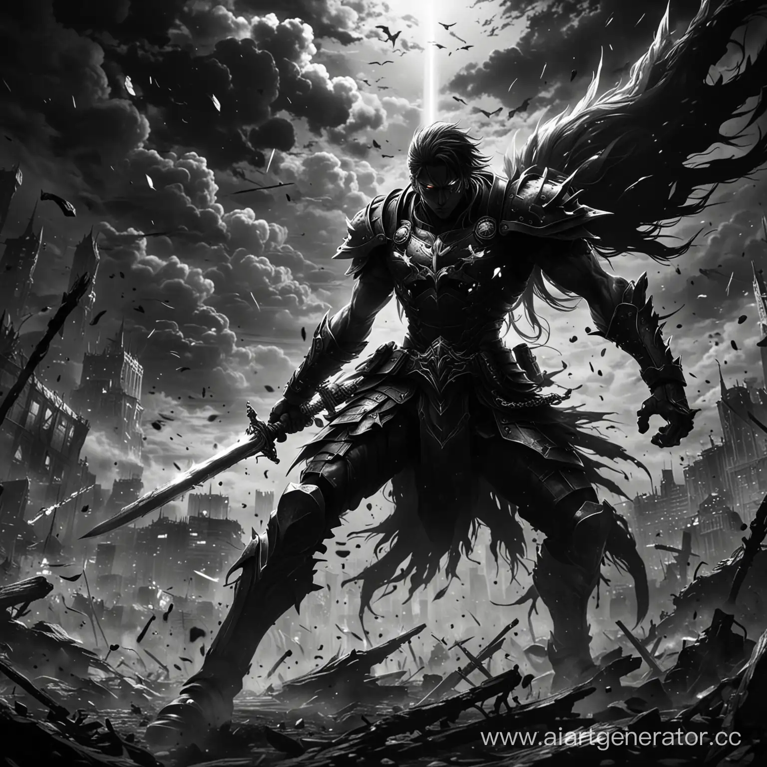 Anime-Warriors-in-Monochrome-Combat-Scene