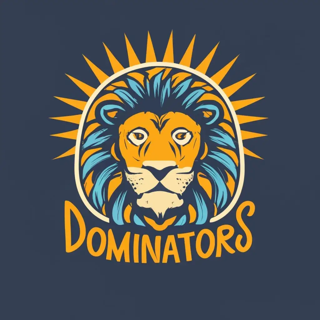 logo, LION, with the text "Dominators", typography