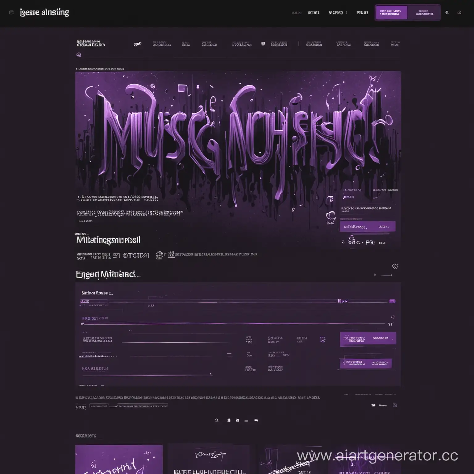 главная страница сайта музыкального лейбла в черно-фиолетовом цвете
