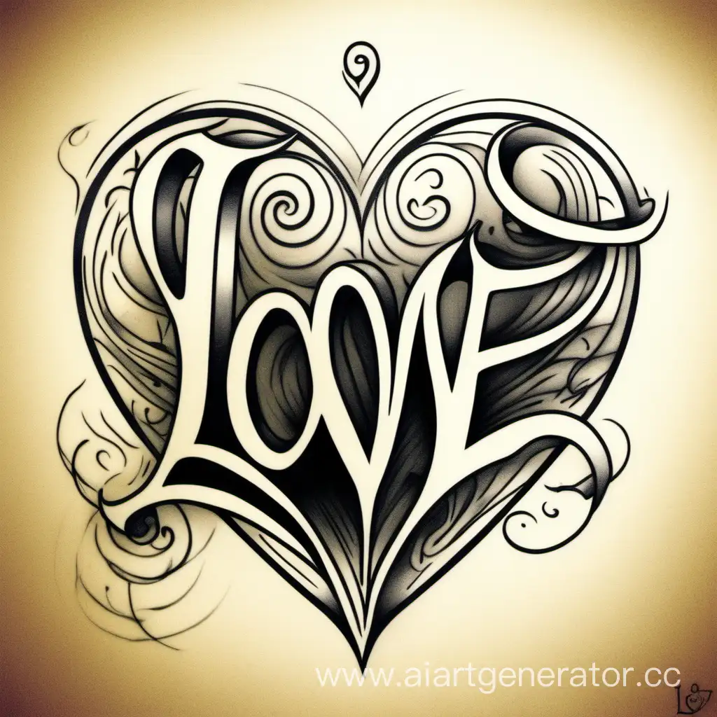 Рисунок, тату- логотип любви, с невидимой датой рождения 20.06.2005