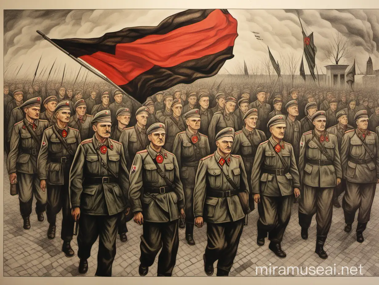 Belarus Liberation Anniversary Poster Commemorative Drawing of 80 Years Since Liberation from Nazi Invaders