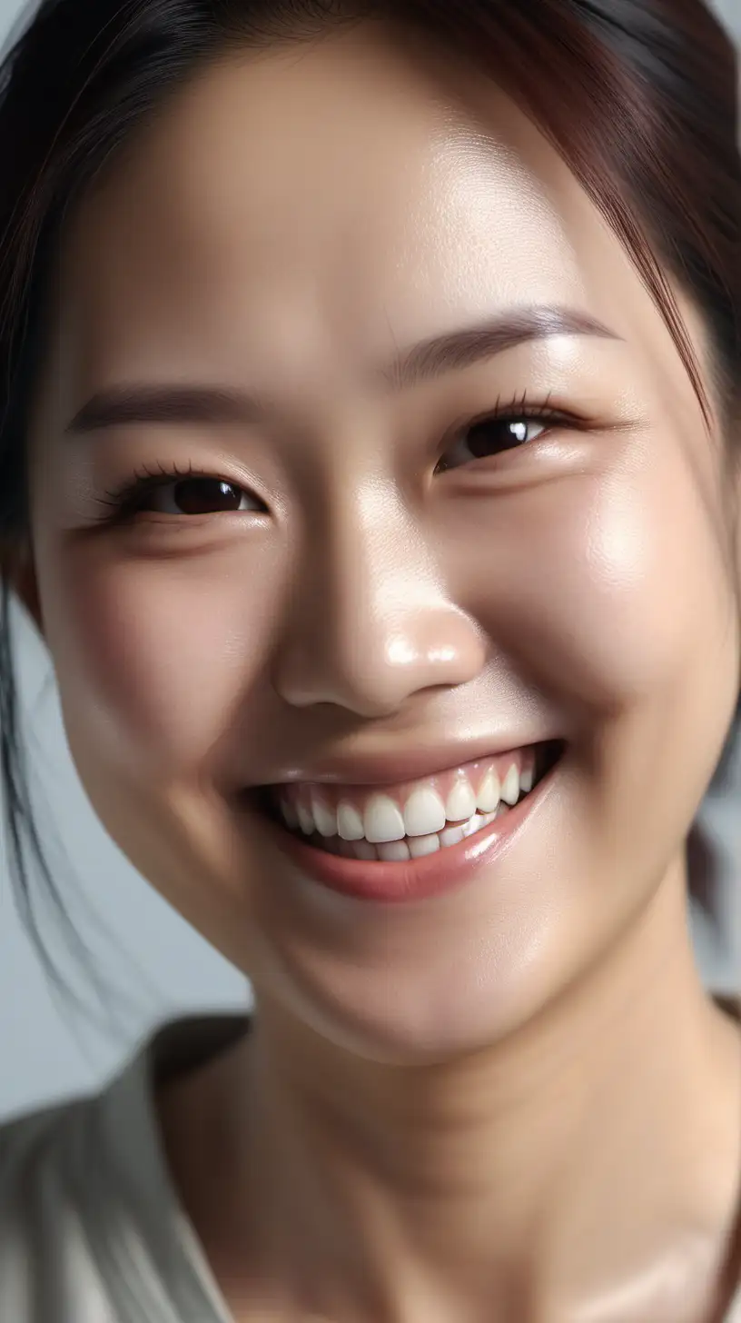 Happy Asian Woman with Genuine Smile in HighQuality Realistic CloseUp