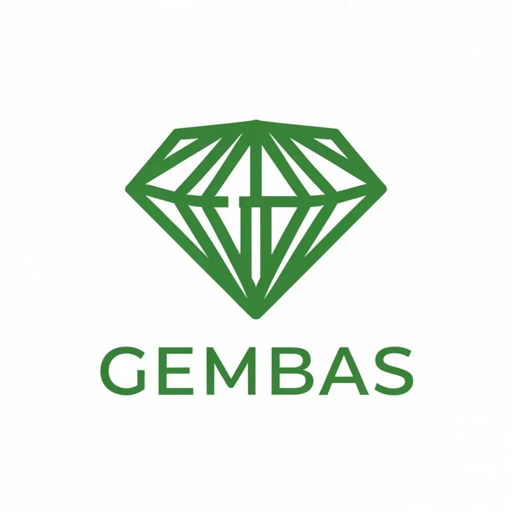 a logo design,with the text "Gembas", main symbol:green gem or stone,complex,be used in Technology industry,clear background