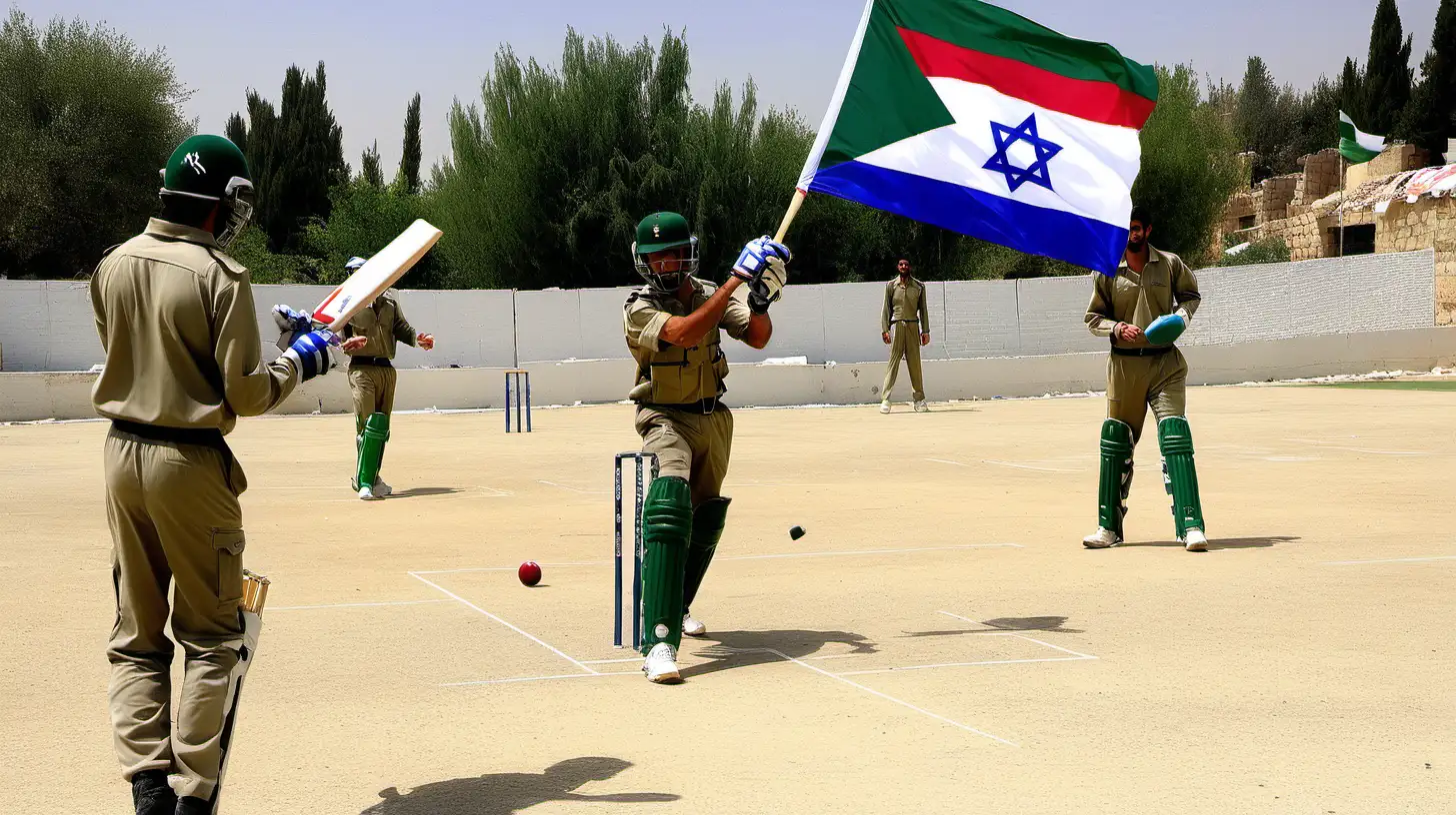 Israeli Soldiers Playing Cricket with Pakistani Flag