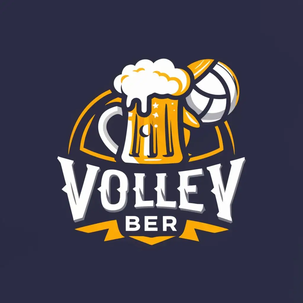 a logo design,with the text "Volley Beer", main symbol:Beer and volleyball,Moderate,be used in Sports Fitness industry,clear background