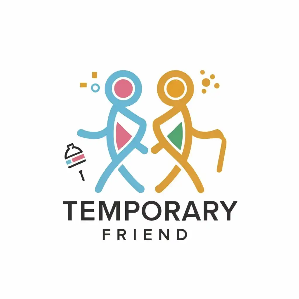 a logo design,with the text "temporary friend", main symbol:friends, time,Minimalistic,be used in Entertainment industry,clear background