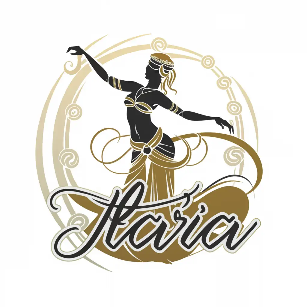 a logo design, with the text 'ILARIA', main symbol: Belly dancer, complex, clear background