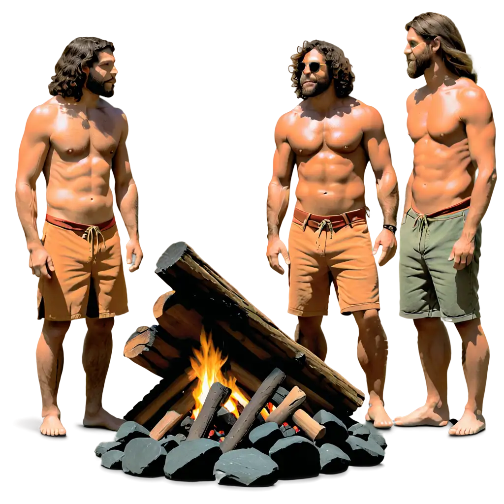 HighQuality-PNG-Image-Cavemen-Gathering-Around-a-Fire