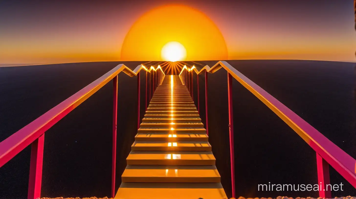 Sunburst Color Stairway Ascending Towards Solar Eclipse