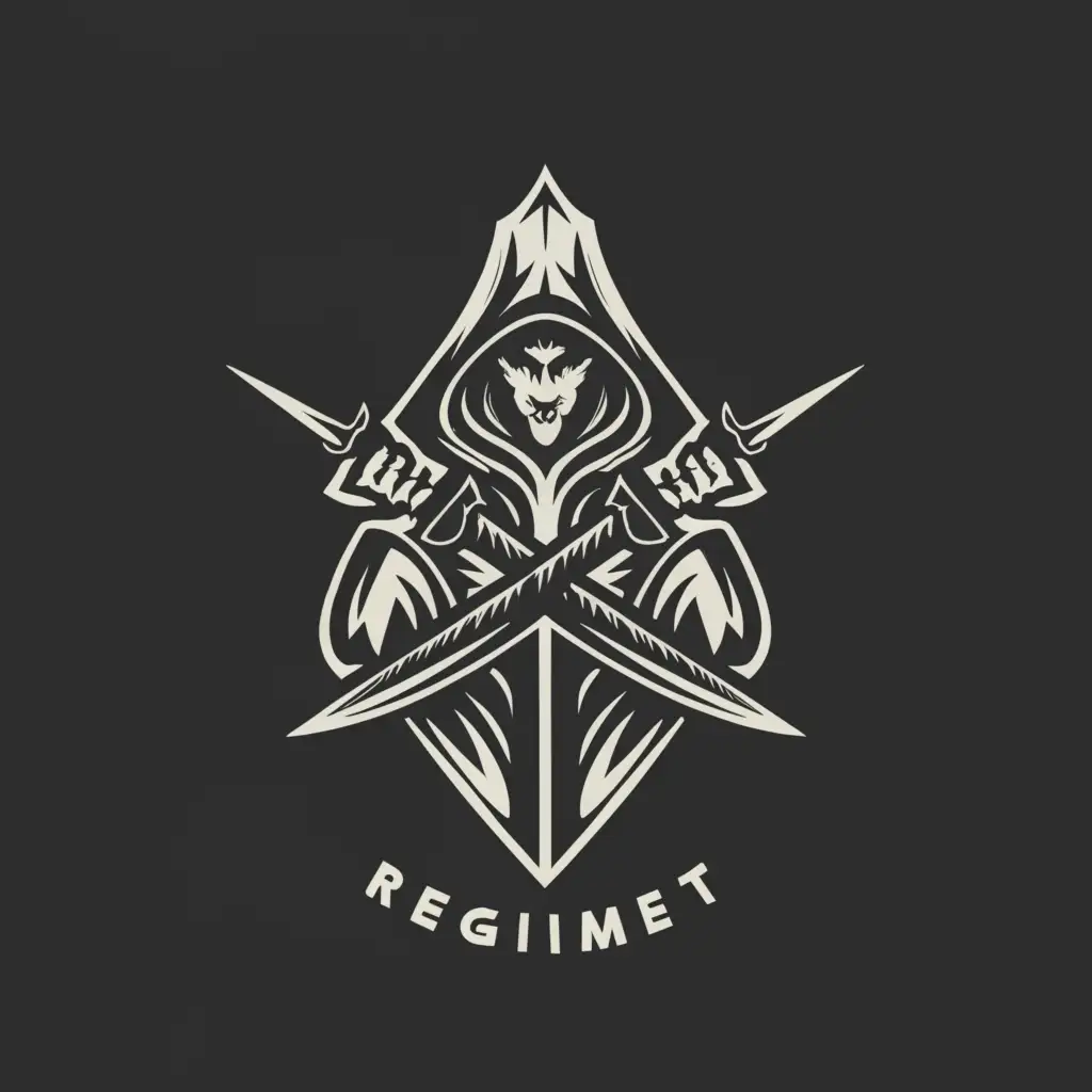 a logo design,with the text "REGIMENT", main symbol:Assassin,complex,clear background