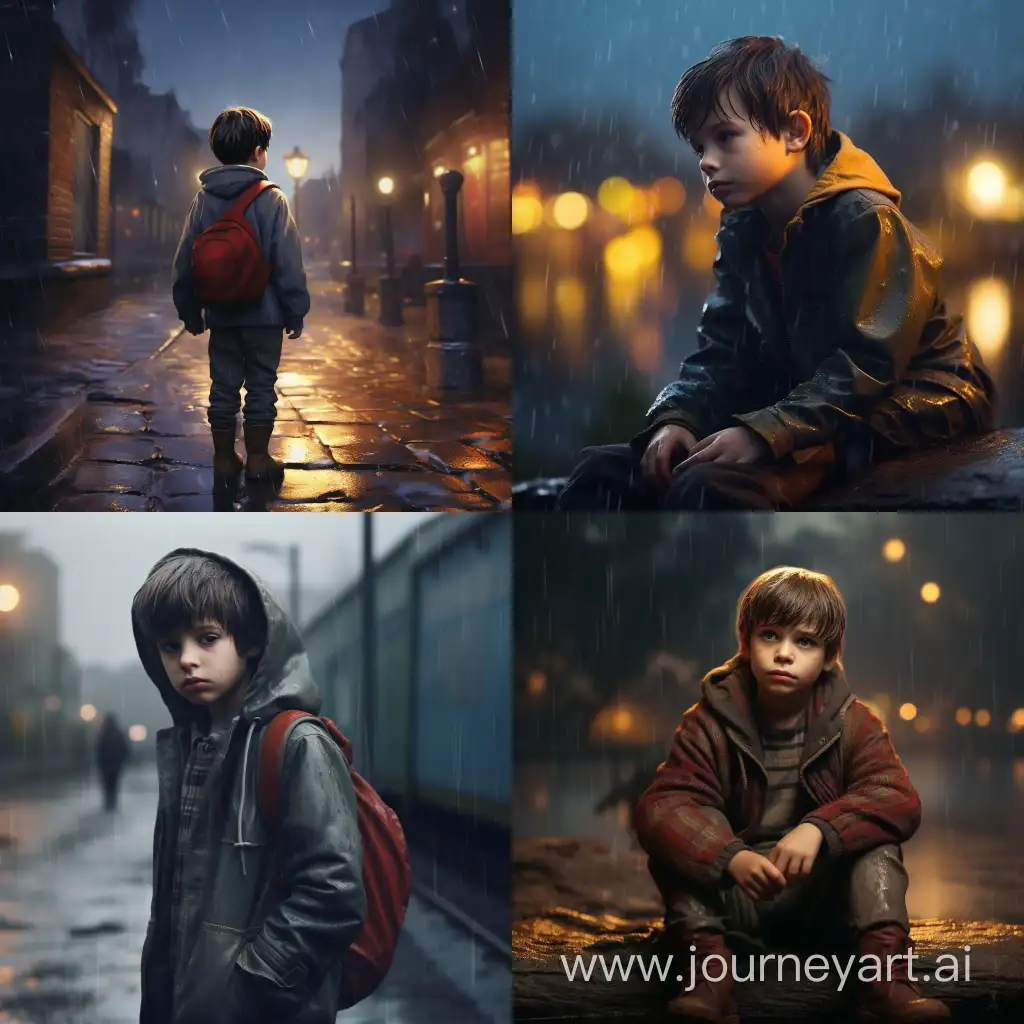 Solitary-Boy-Embracing-Rainy-Tranquility