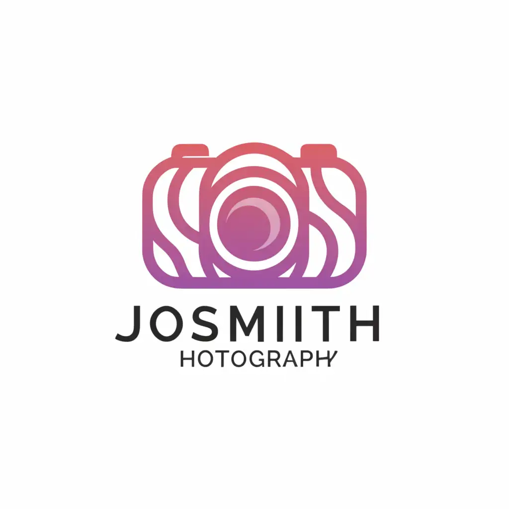 a logo design,with the text 'JoSmith Photography', main symbol:photography illustration with a purple and red gradient,Minimalistic,be used in Nonprofit industry,clear background