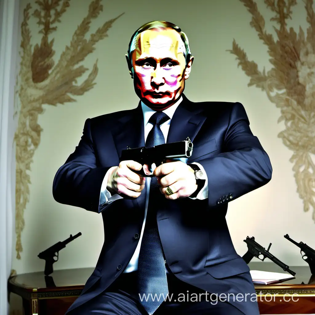 Russian-President-Putin-Poses-with-Dual-Pistols