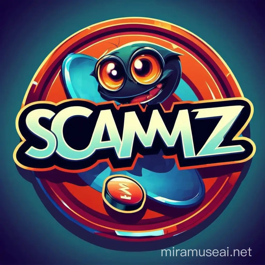Colorful Scamz Game Logo with Frisbee Element