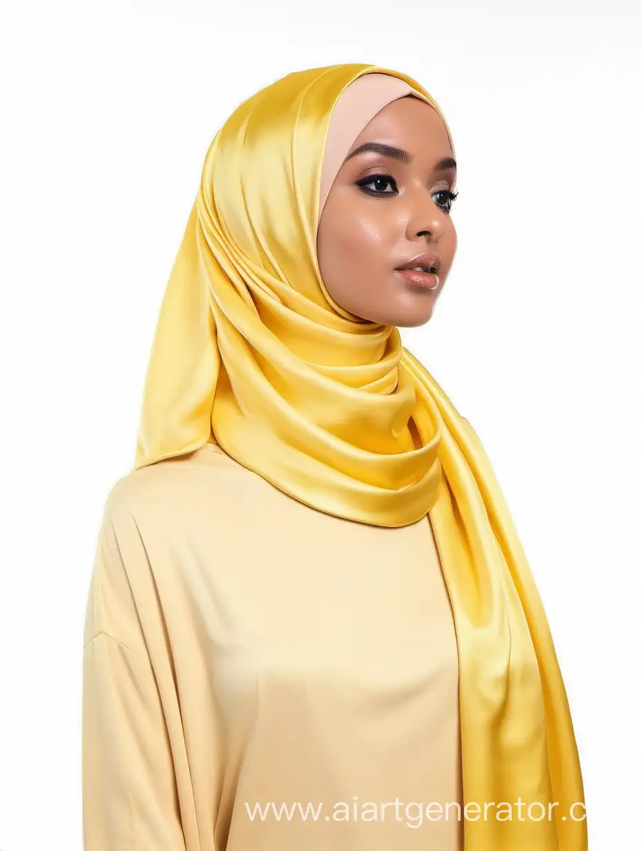 Yellow satin hijab