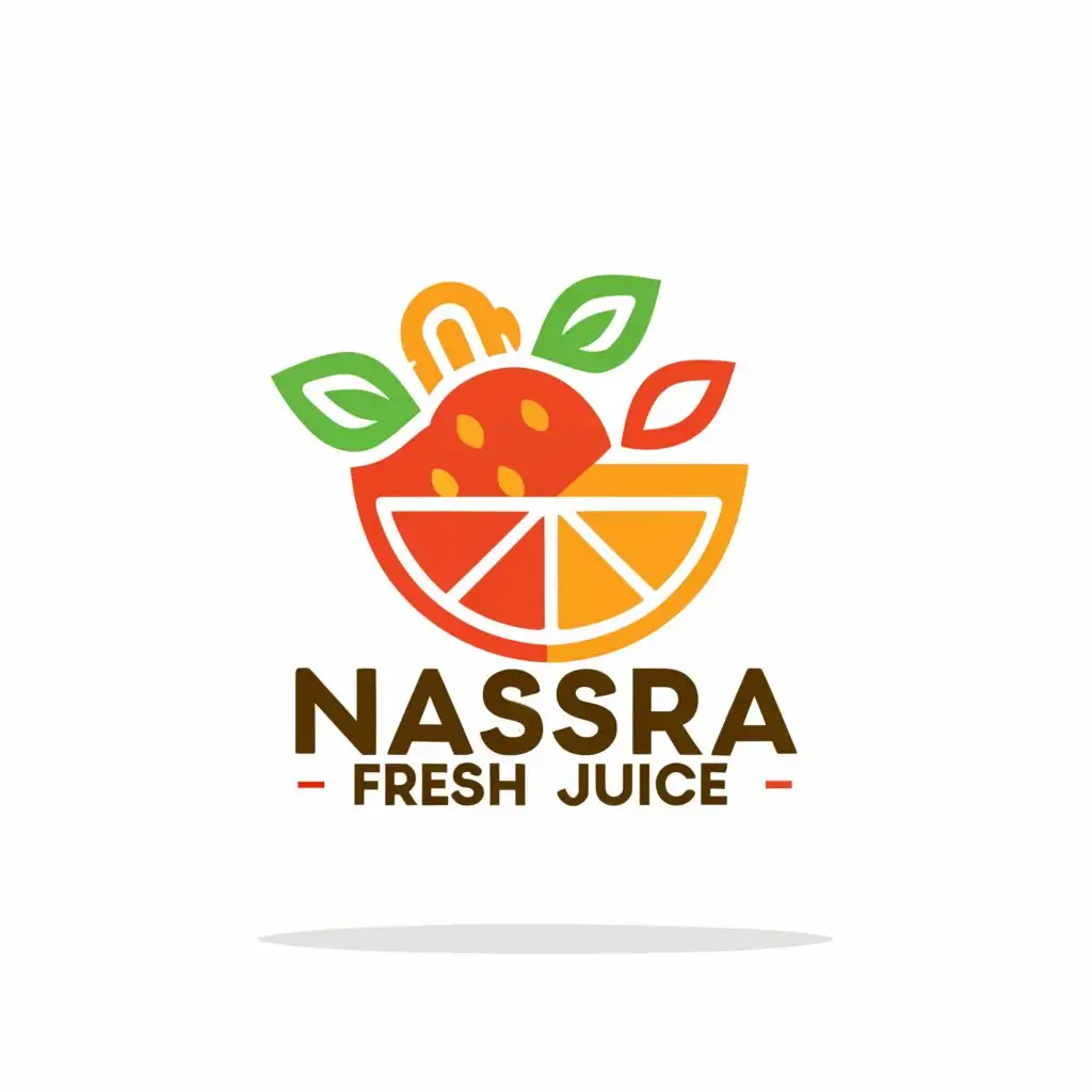 a logo design,with the text "Nasra Fresh Juice", main symbol:Fruits,Moderate,be used in Restaurant industry,clear background