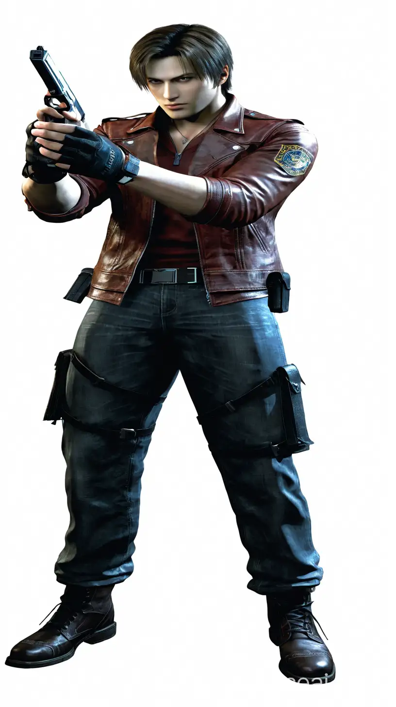 PS2 game, resident evil, silent hill, Leon Kennedy, James sunderland, Dante, game from the 2000s, red leather jacket, black hair, brown eyes.