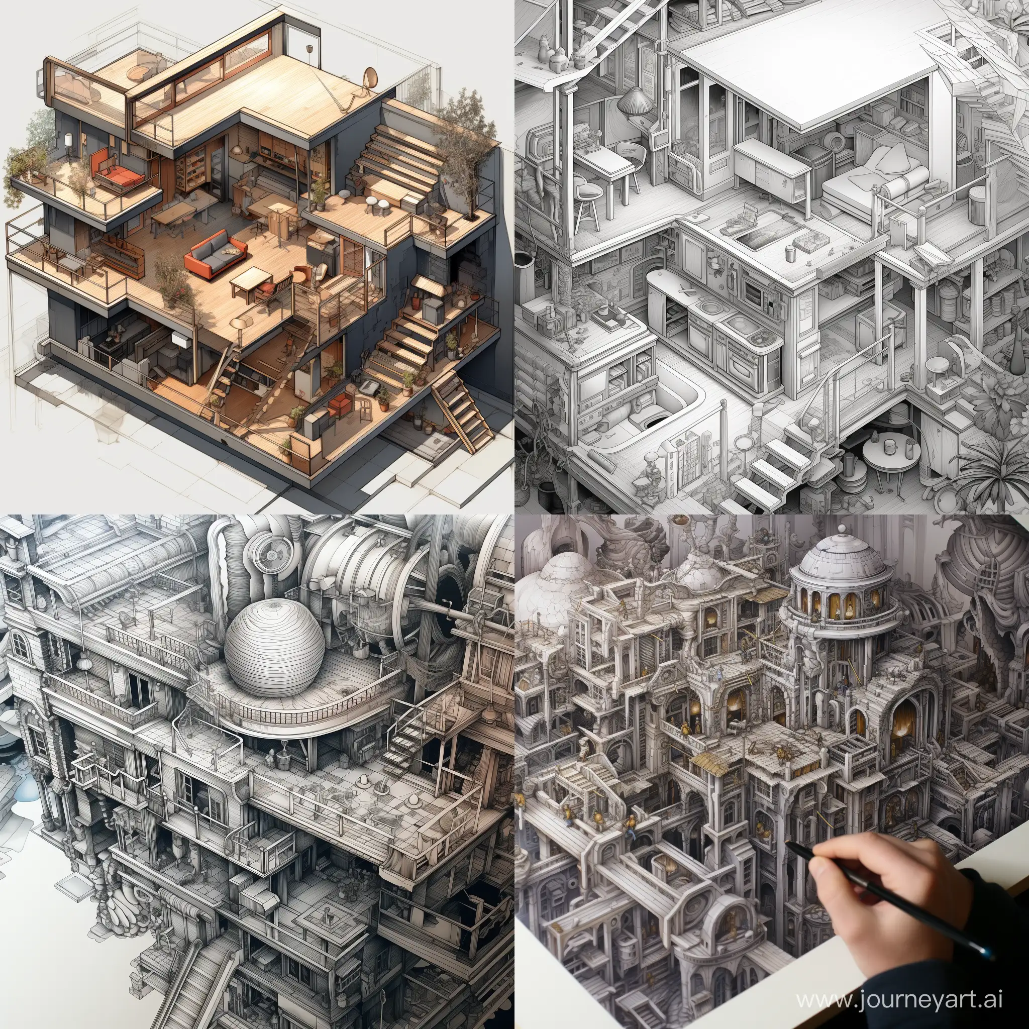 Isometric-Modern-Cotetzh-with-Micro-Detailing-HighResolution-Fine-Drawing