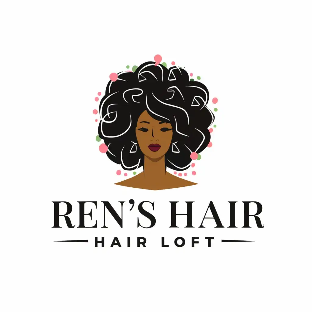 a logo design,with the text "Ren's Hair Loft", main symbol:A black woman with an afro,complex,be used in Beauty Spa industry,clear background