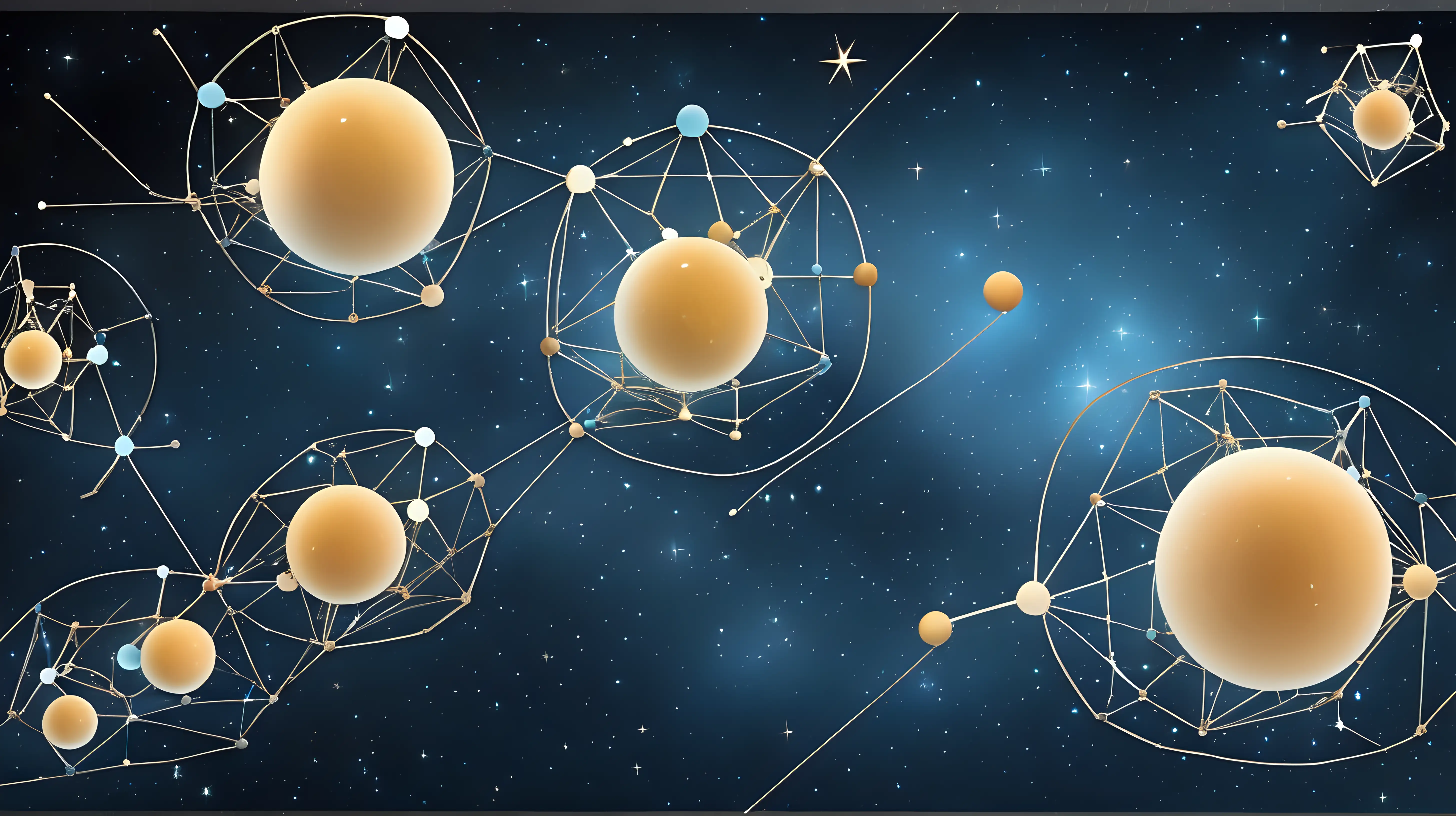 Celestial Spheres Arranged in Abstract Constellation