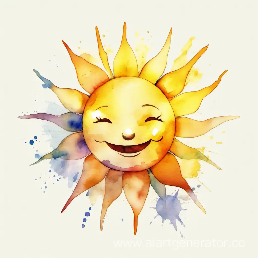 Joyful-Sun-with-Watercolor-Rays-Childlike-Art
