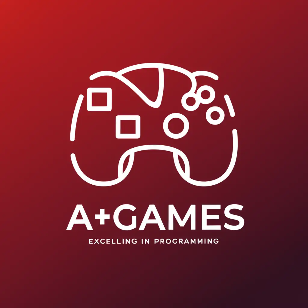 a logo design,with the text "A+ Games, Excelling In Programming", main symbol:a game controller, red,Moderate,be used in Technology industry,clear background