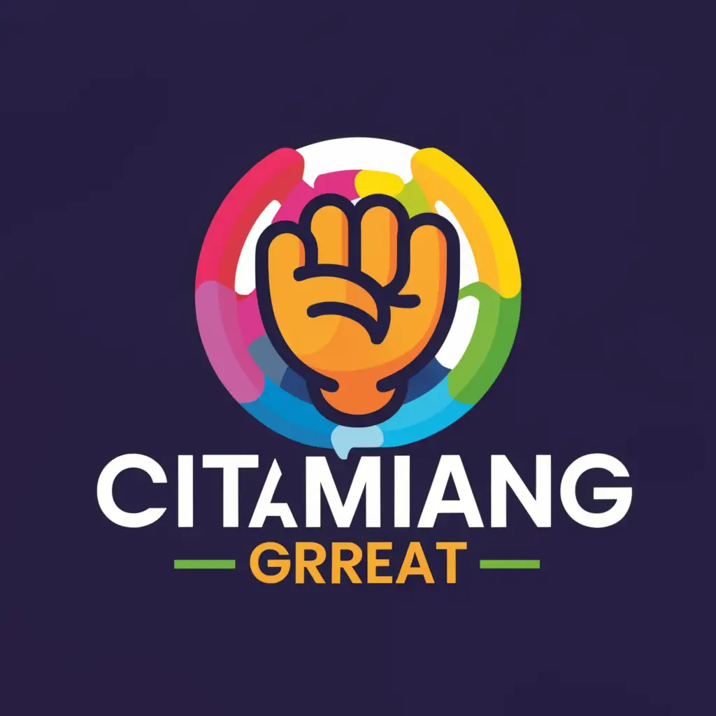 a logo design,with the text "Citamiang great", main symbol:hand fist chain with smiley face,Moderate,clear background