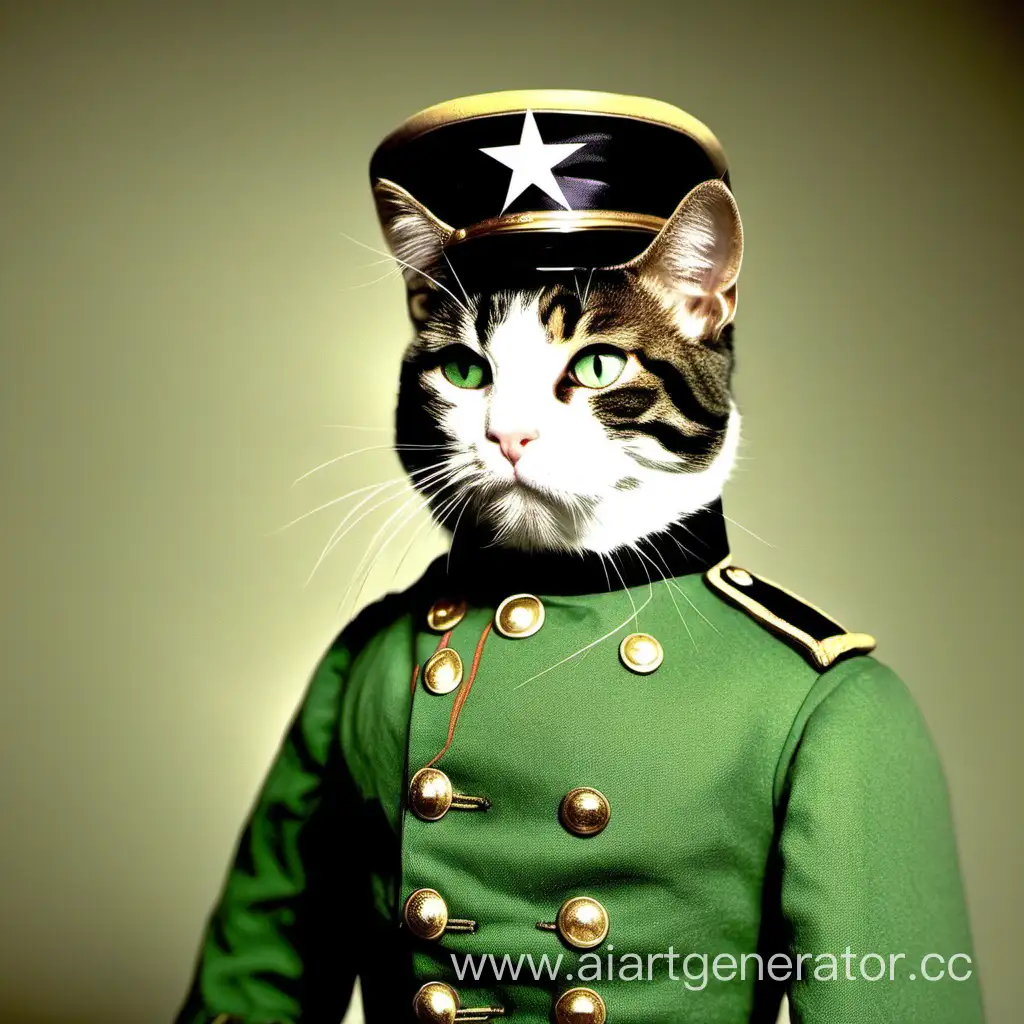 Cat in green uniform confederate 1880