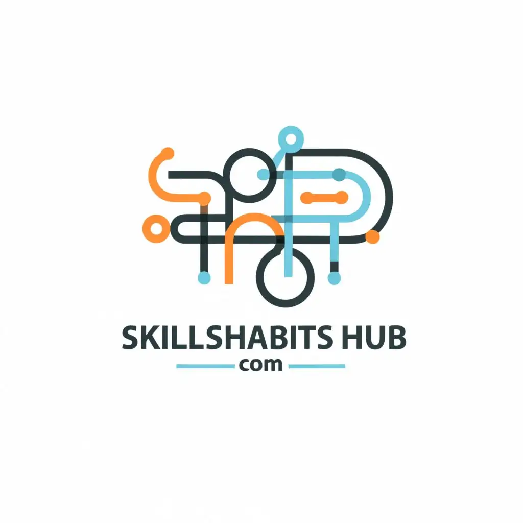 logo, straight line, with the text "skillshabitshub.com", typography, be used in Education industry