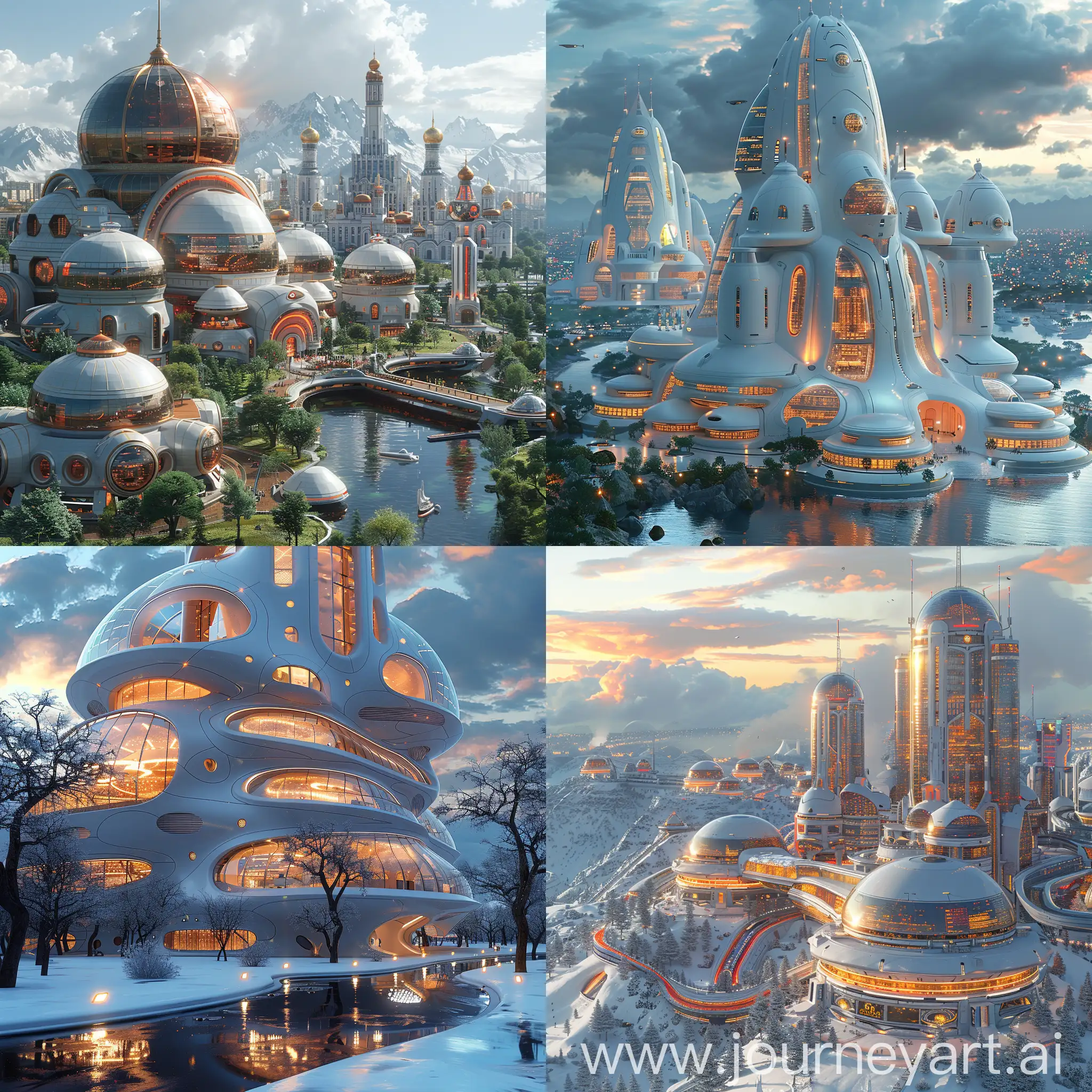Futuristic Moscow, more modern style, octane render --stylize 1000