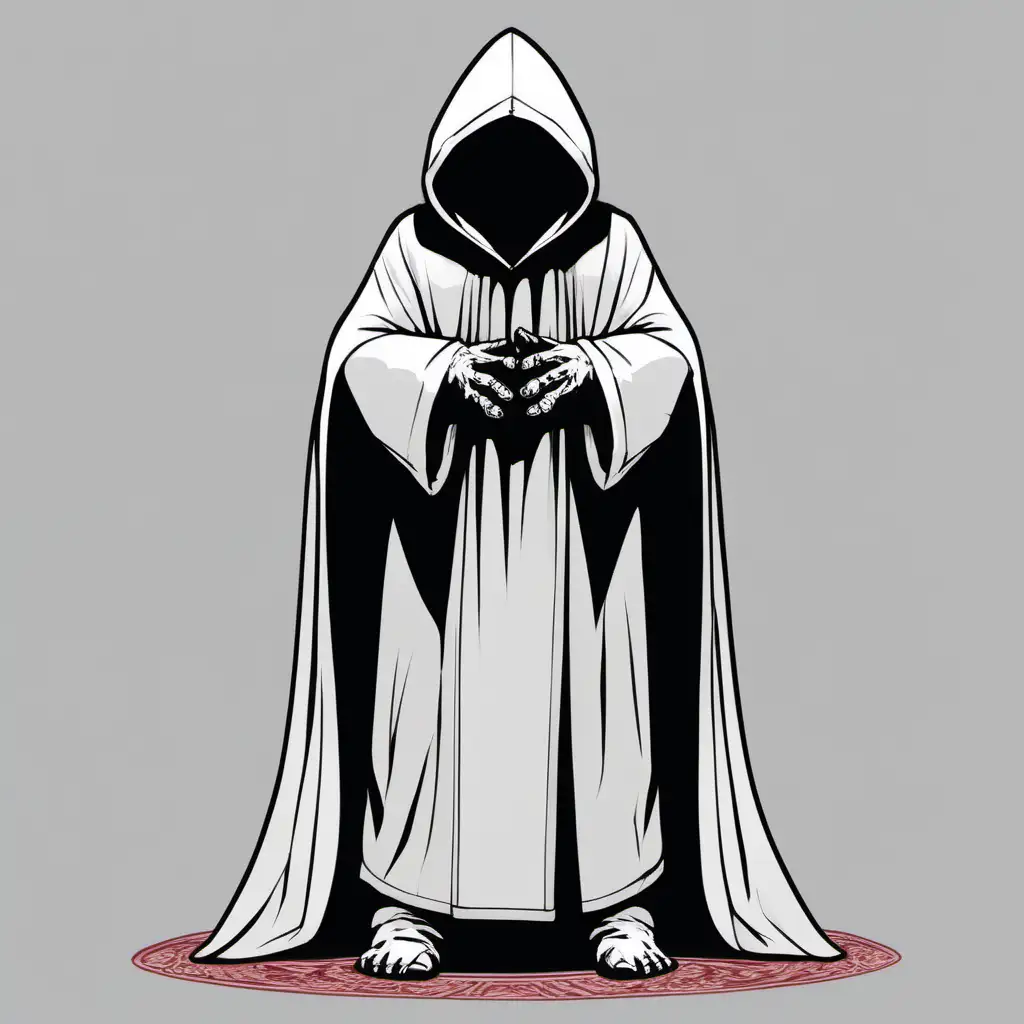 lower the robe to cover the feet, extend the sleeves to cover the hands, place the arms at the cultist's side