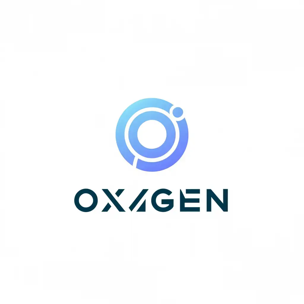 a logo design,with the text "Oxygen", main symbol:Hollow circle, sky blue gradient,Minimalistic,be used in Technology industry,clear background