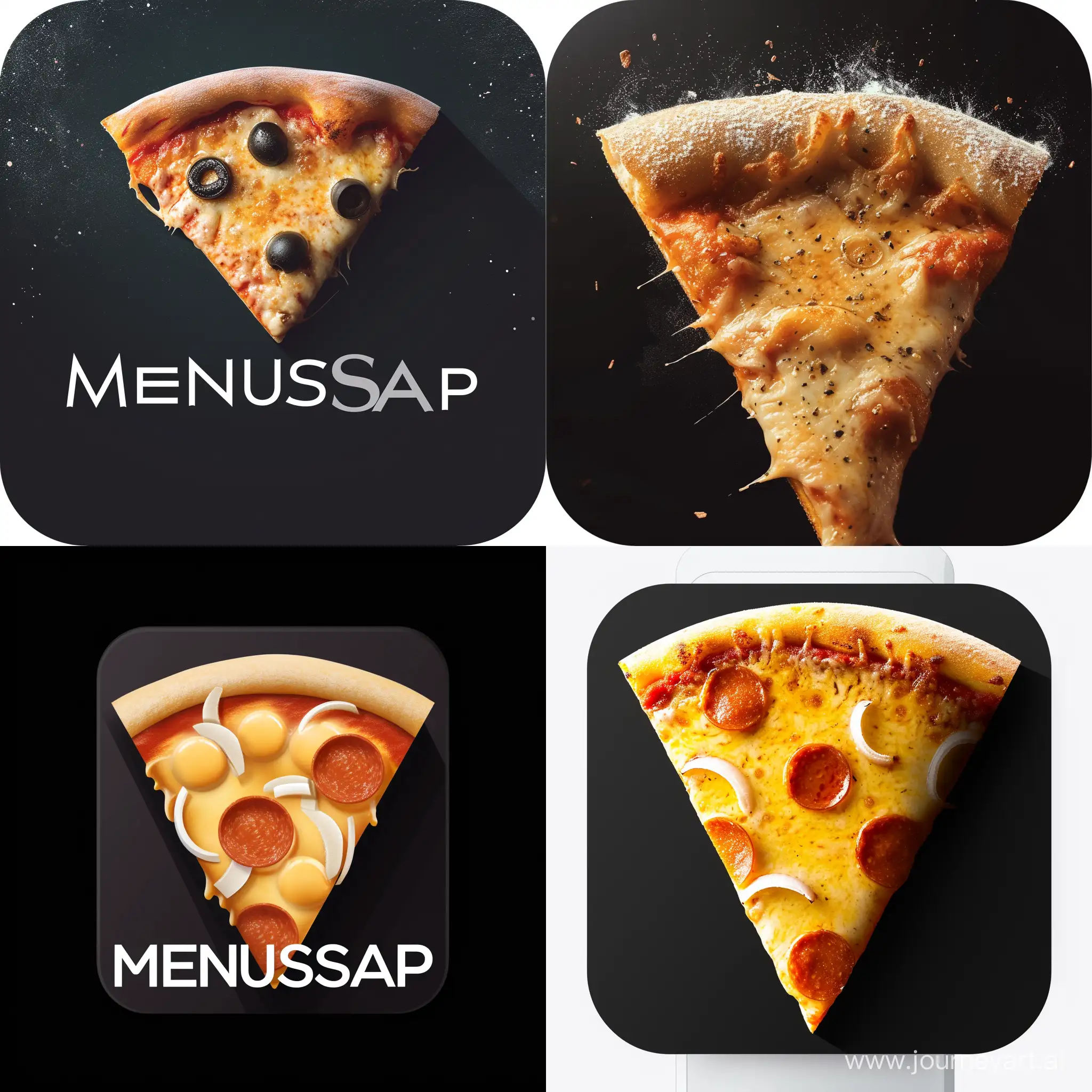 DESING A LOGO FOR MY COMPANY NAMEIS MENUSNAP. It is an app that takes the photo of say for example a pizza, Al deletes the background so we can choose a white or black backgrnd 