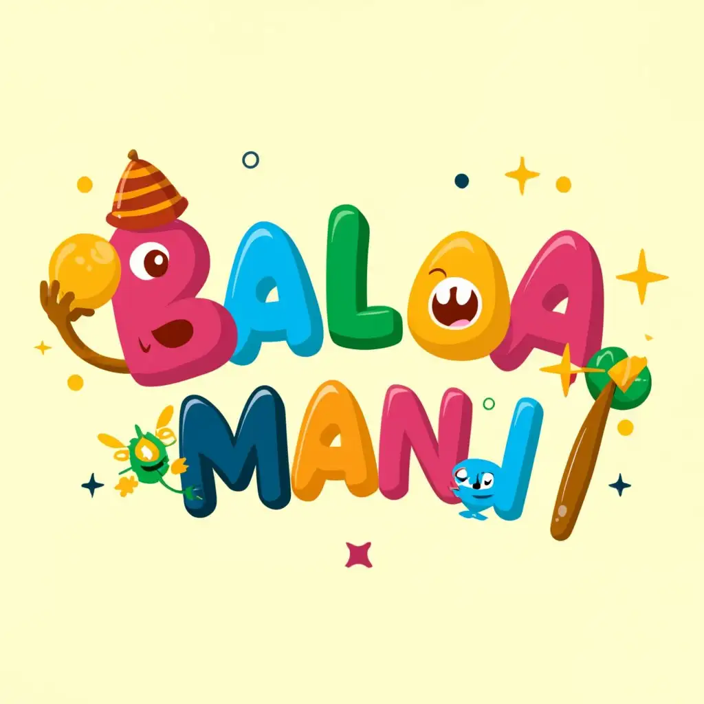 a logo design,with the text "Balamani", main symbol:add element of a character within a font as it is a playschool logo dots should be there and fun and colourful,Moderate,be used in Education industry,clear background