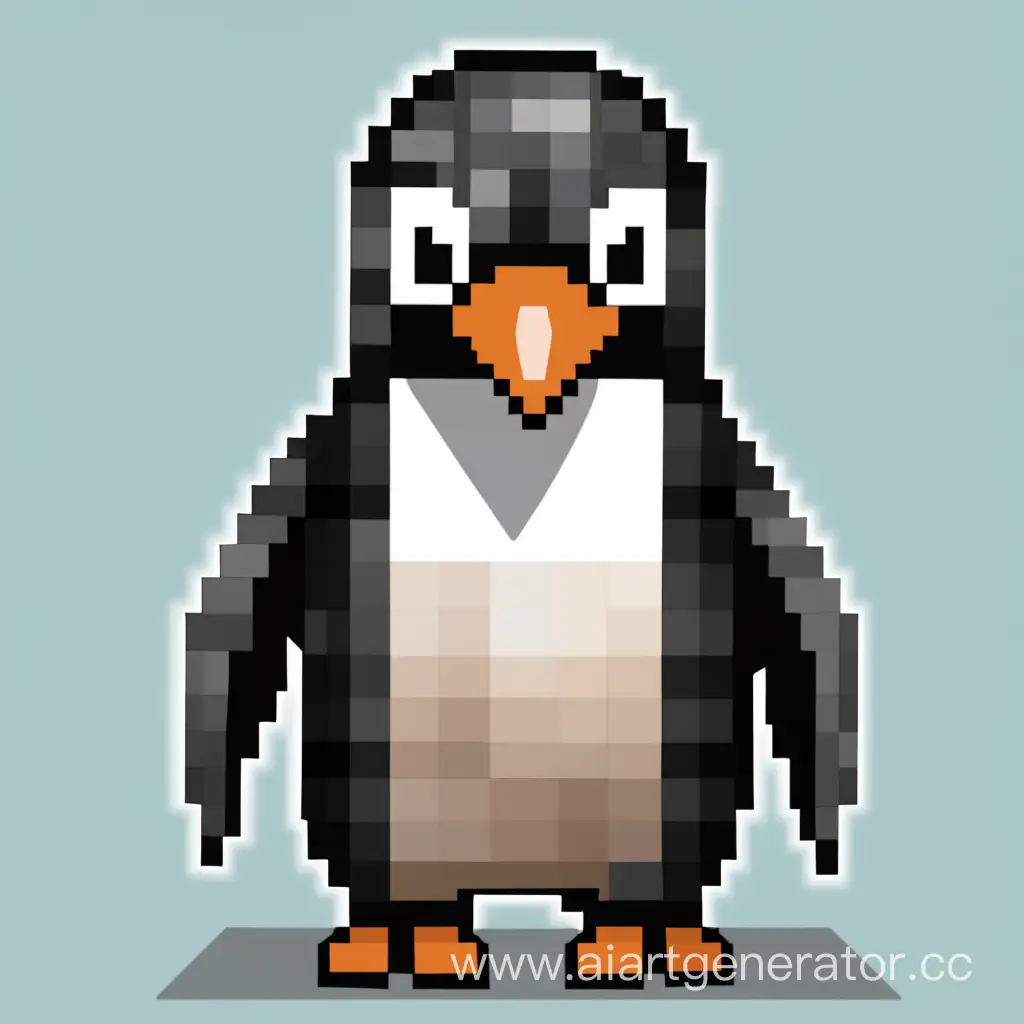 пингвин в стиле майкрафт на аватарку
