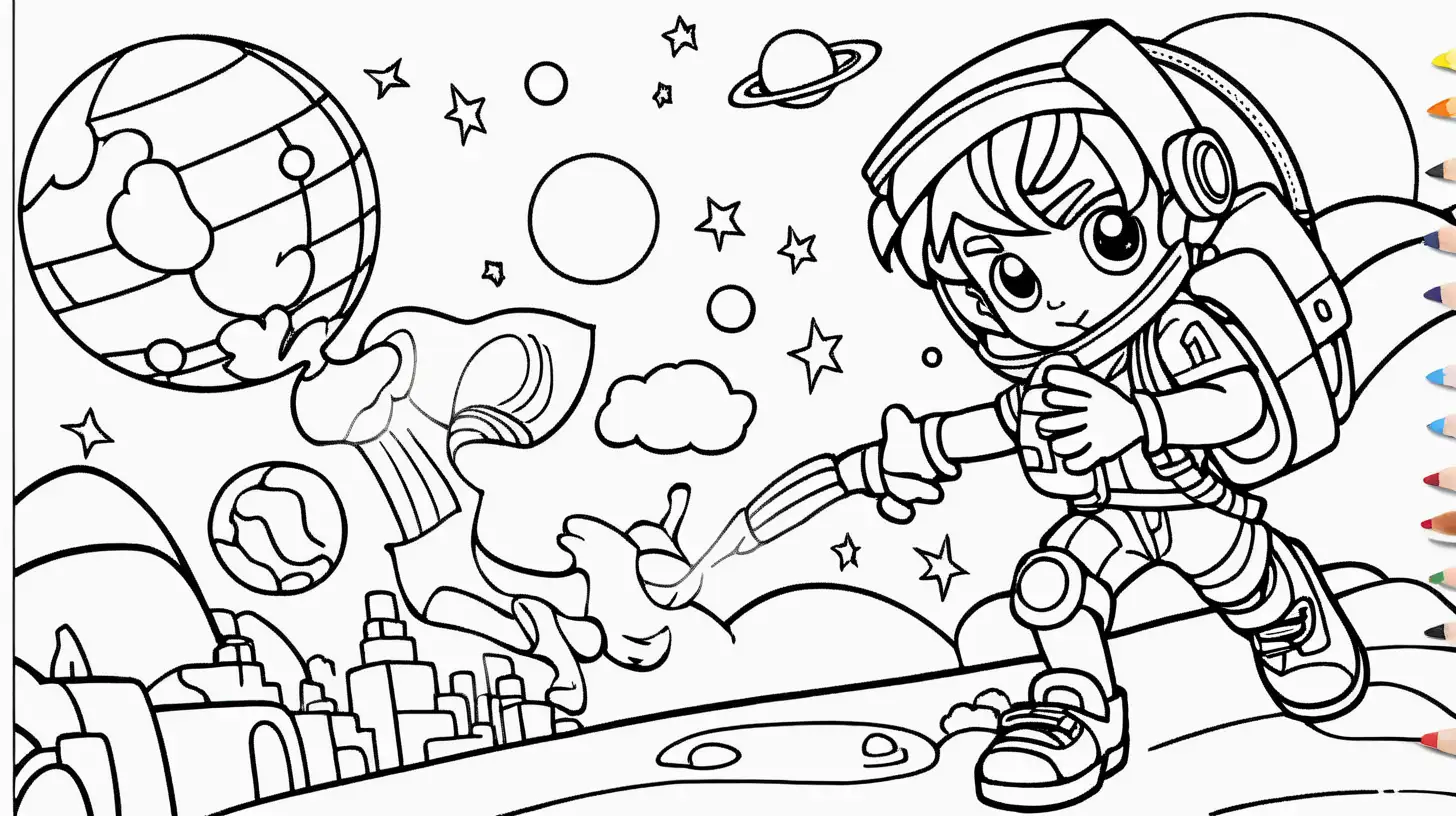 Colorful Kids Planet Coloring Page