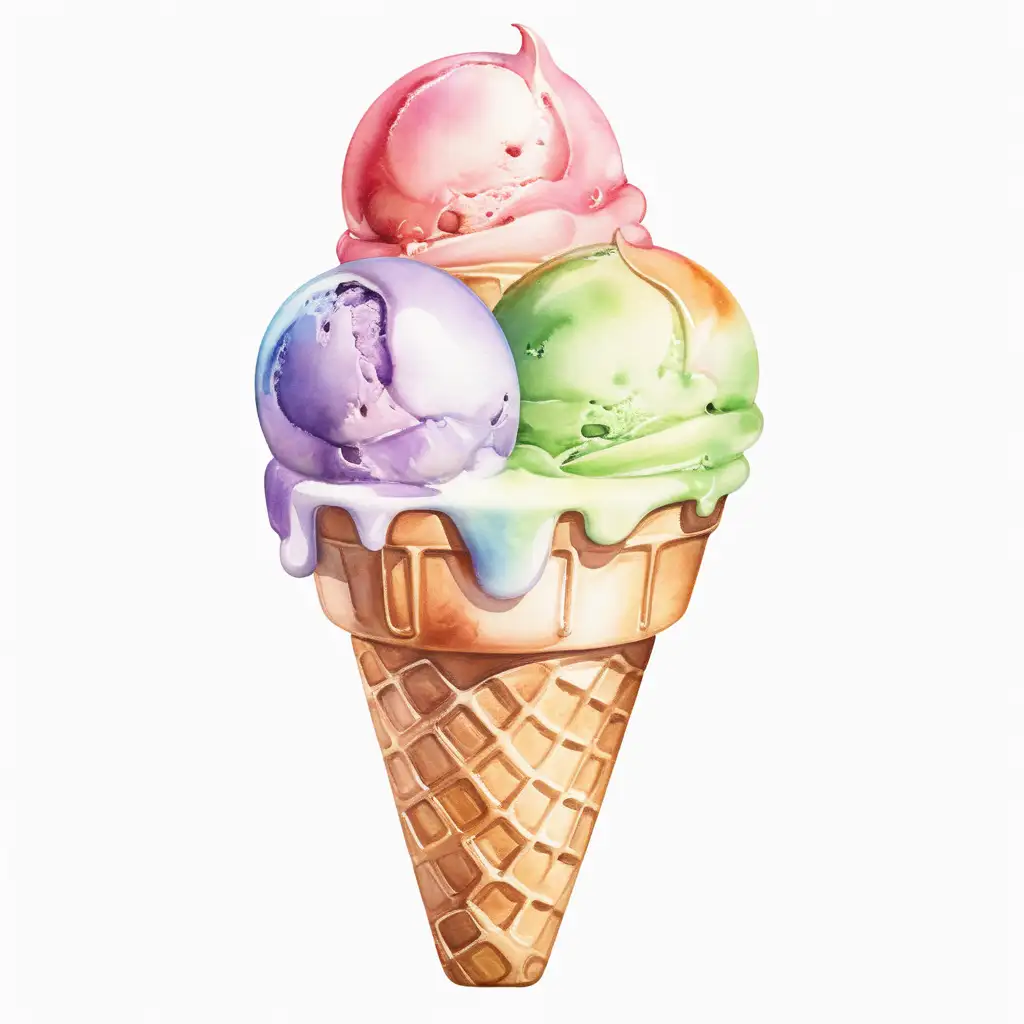 Delicious Watercolor Single Ice Cream Art