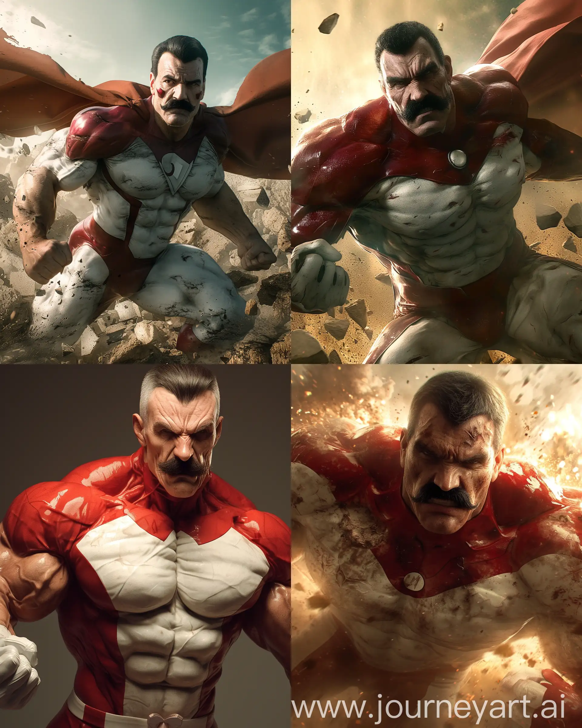 OmniMan-Hyperrealistic-Attack-Pose-Portrait-from-Invincible-Animation-Series
