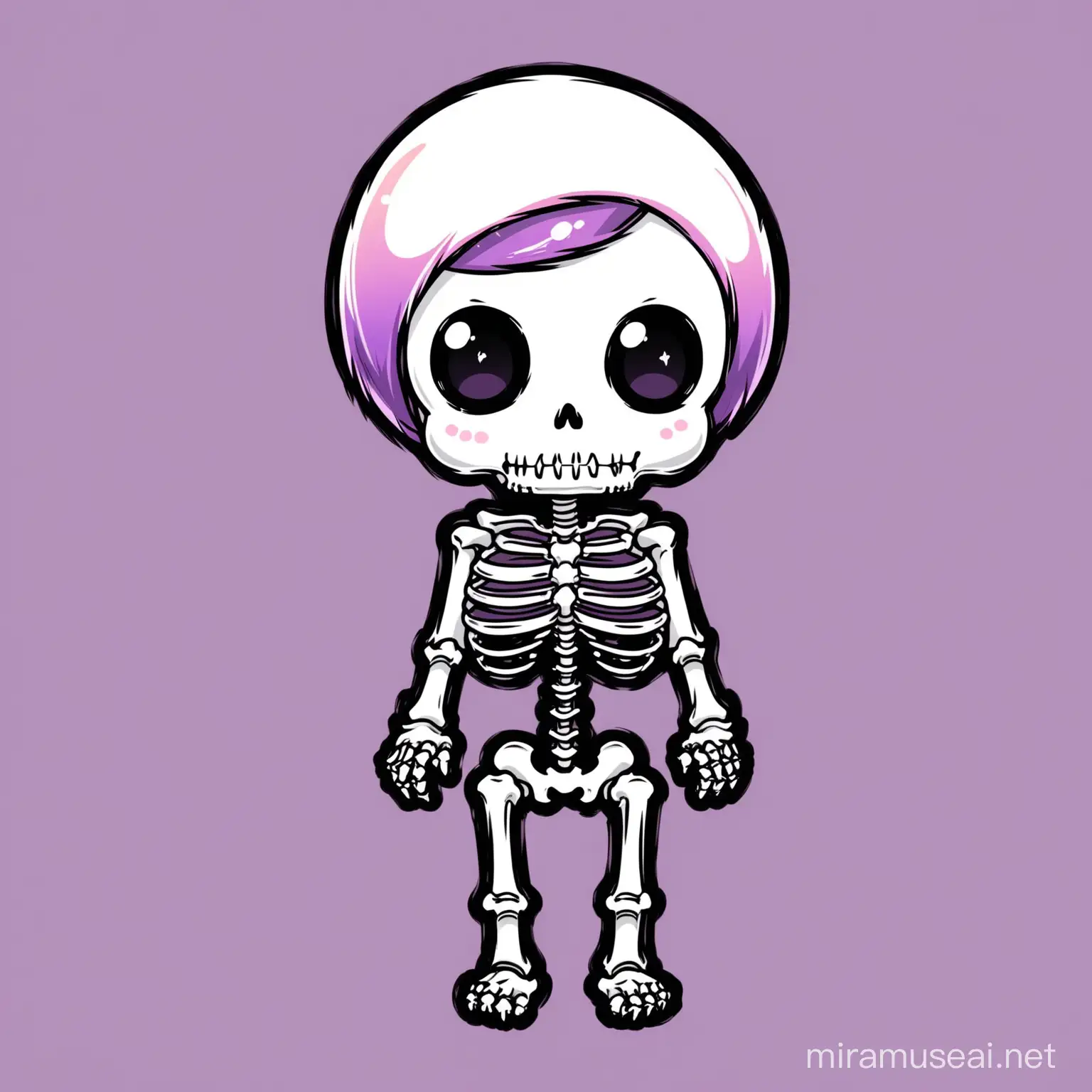 Kawaii Anime Skeleton with Eboy Aesthetic and Peeker Decal