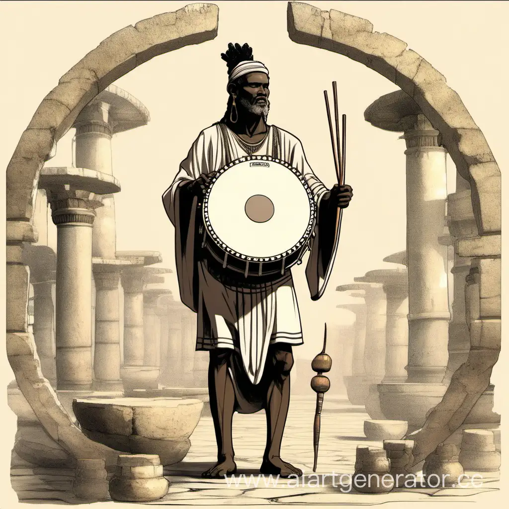 Ancient-Man-Playing-Drum-Tribal-Avatar-Portrait