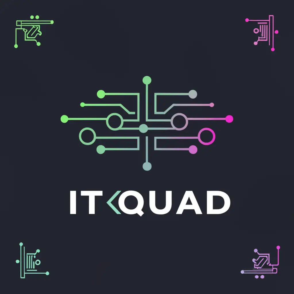 a logo design,with the text "ItQUAD", main symbol:Electronics,complex,be used in Technology industry,clear background