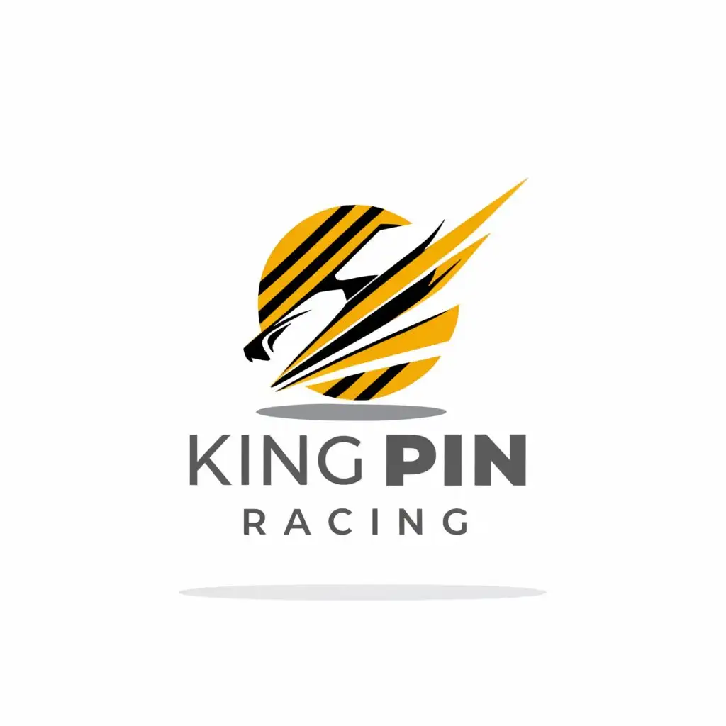 a logo design,with the text 'King Pin Racing', main
Make sure the N and G are spaced out and not touching symbol:F1 car logo with yellow wI