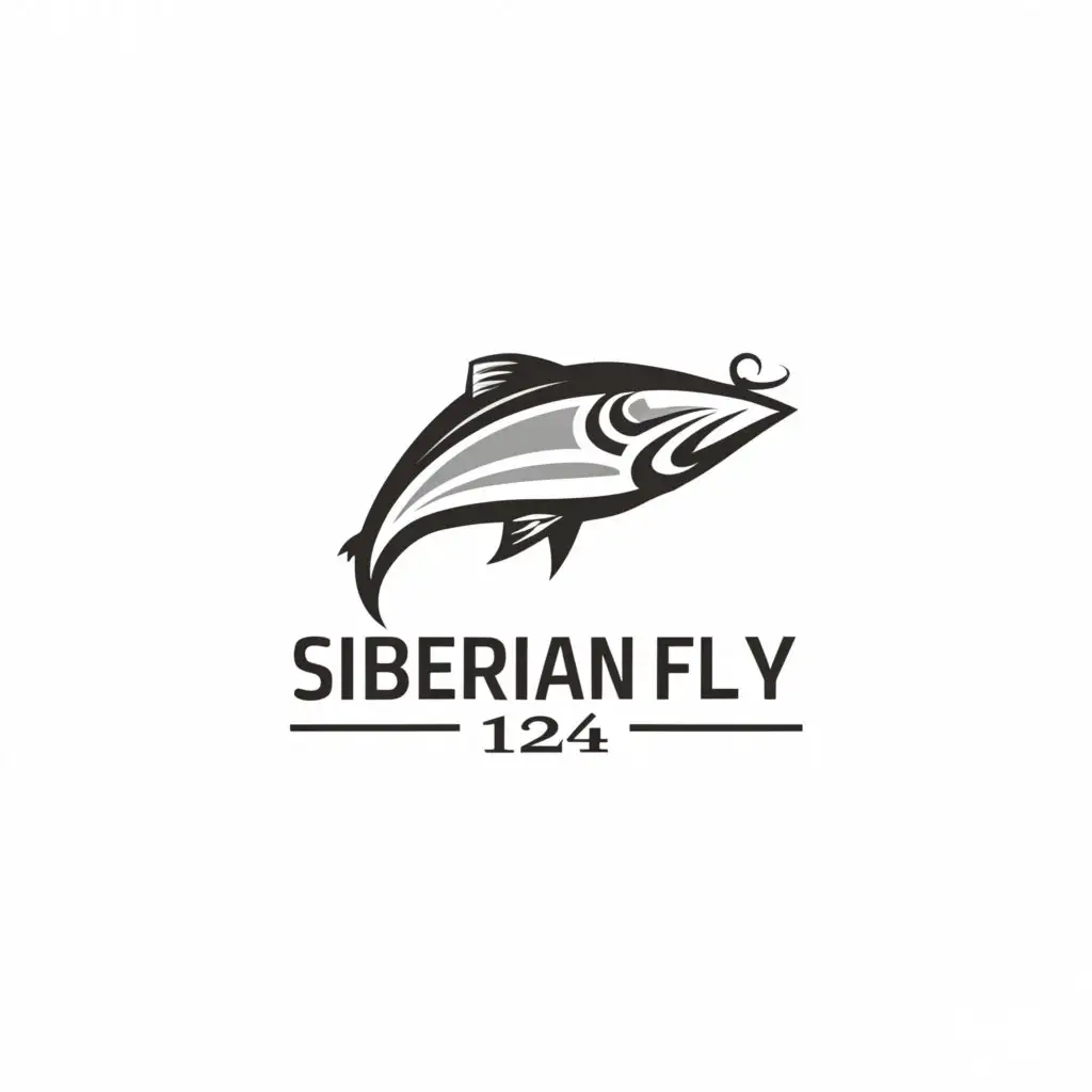 a logo design,with the text "Siberian fly 124", main symbol:Selection of catchy flies for grayling: secrets of successful fishing,Minimalistic,be used in Animals Pets industry,clear background