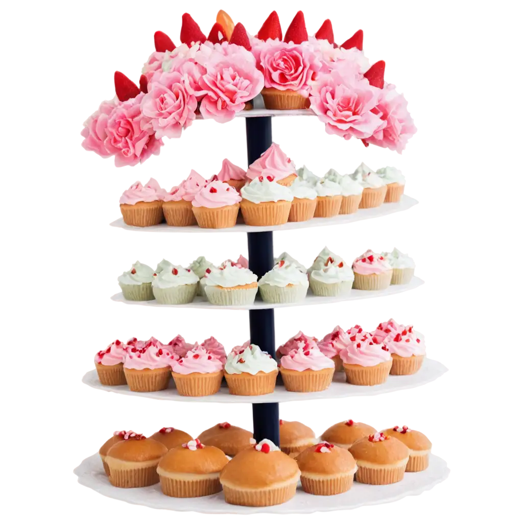 make a cakeshop background with cakes, cupcakes big cakes , donuts, strawberry cakes
