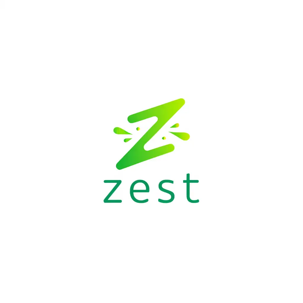 a logo design,with the text "Zest", main symbol:The name of the Company, green and white, we make gum,Minimalistic,be used in Retail industry,clear background