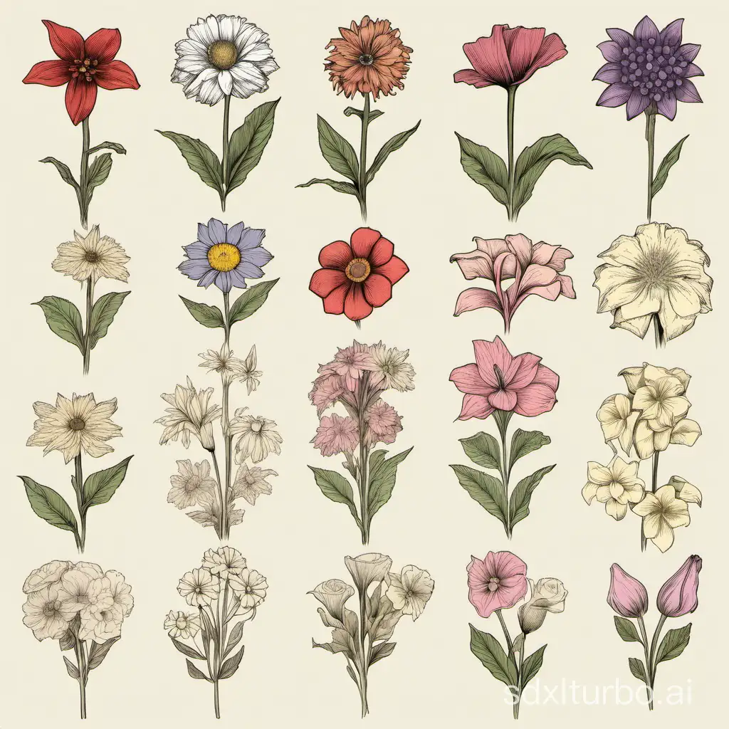 12 types  of flowers
