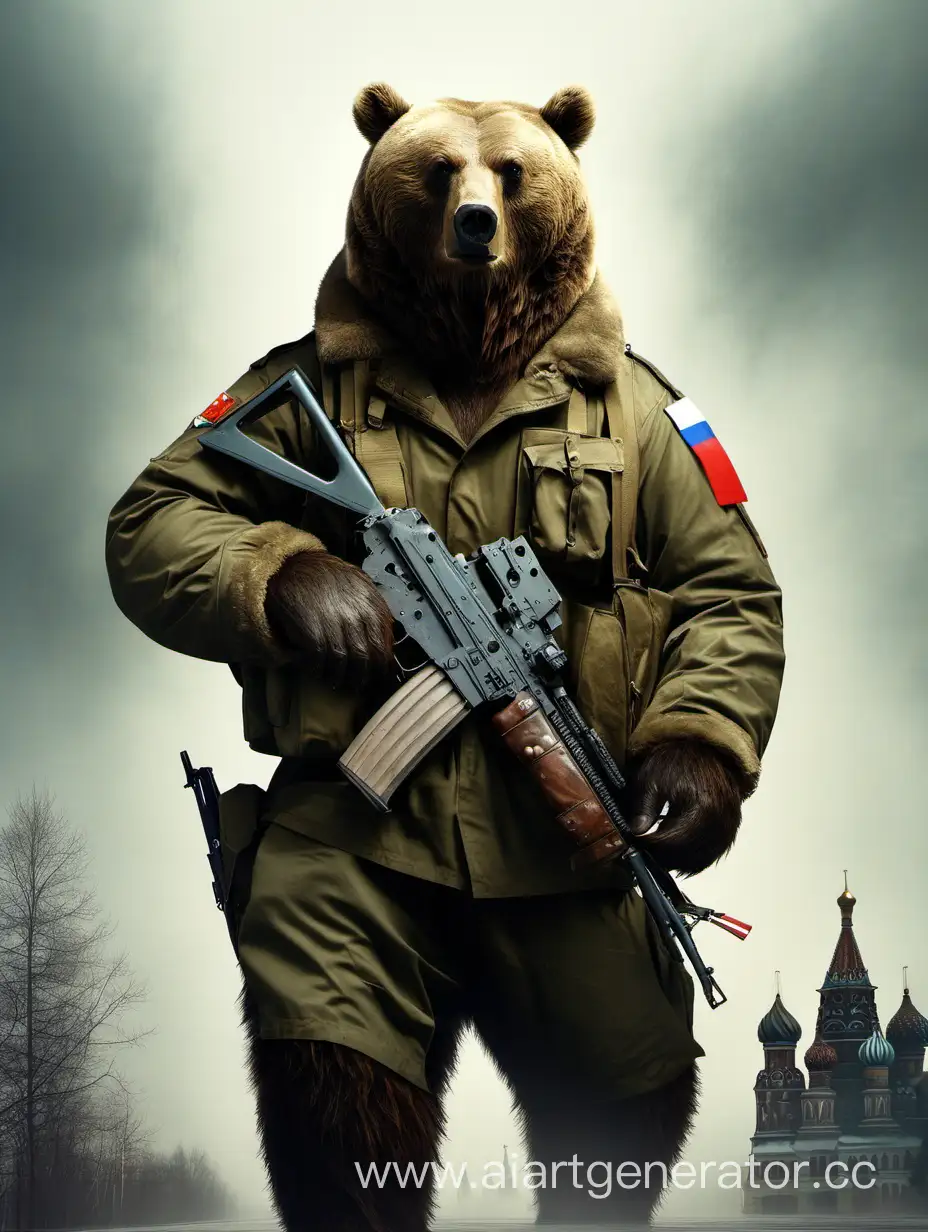 медведь, русский, военный