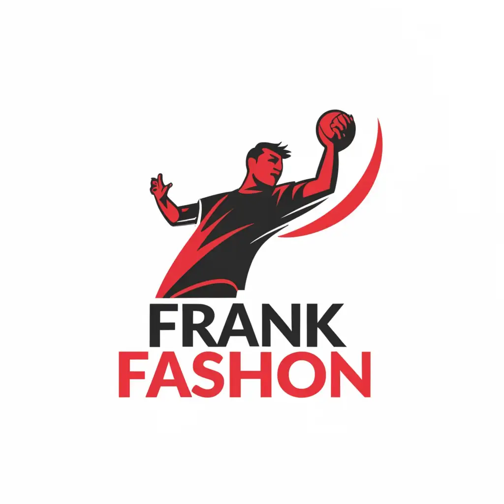 a logo design,with the text "FRANKFASHION", main symbol:MAN THROUGH HANDBALL,Moderate,be used in Sports Fitness industry,clear background