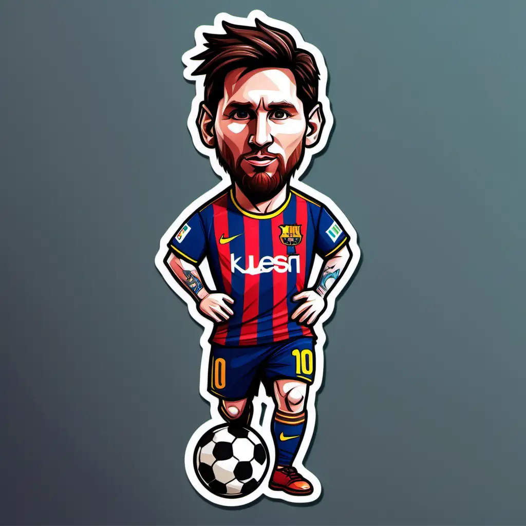 Messi Cartoon Sticker Dynamic Football Action Illustration
